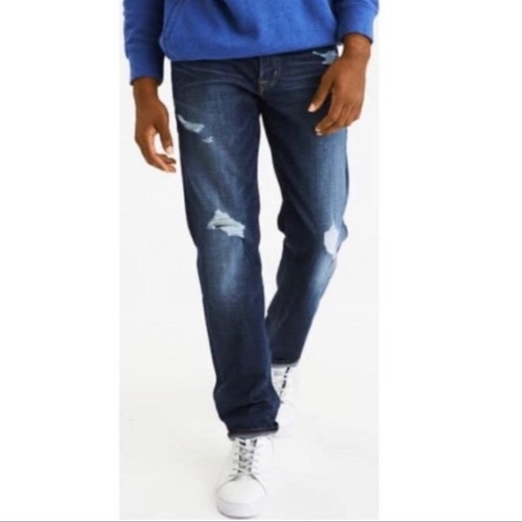 American Eagle Extreme Flex 4 Slim Straight Dark Wash Jeans 26 - Picture 2 of 13